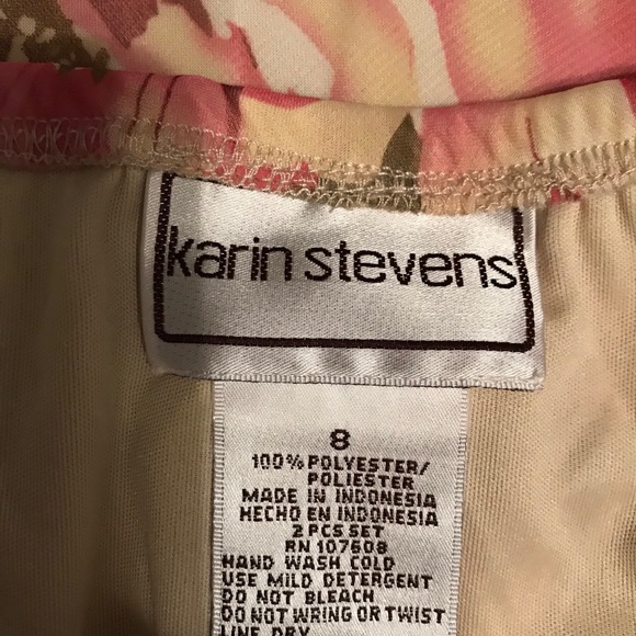 Karin Stevens silky sheer floral print 2 piece dress set size 8 - Picture 8 of 10